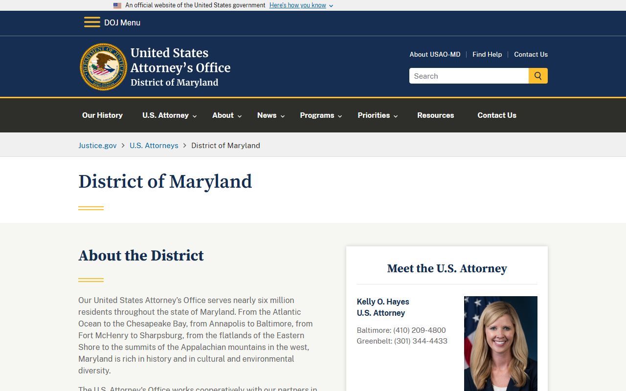 U.S. Attorney District of Maryland federal arrests Howard County
