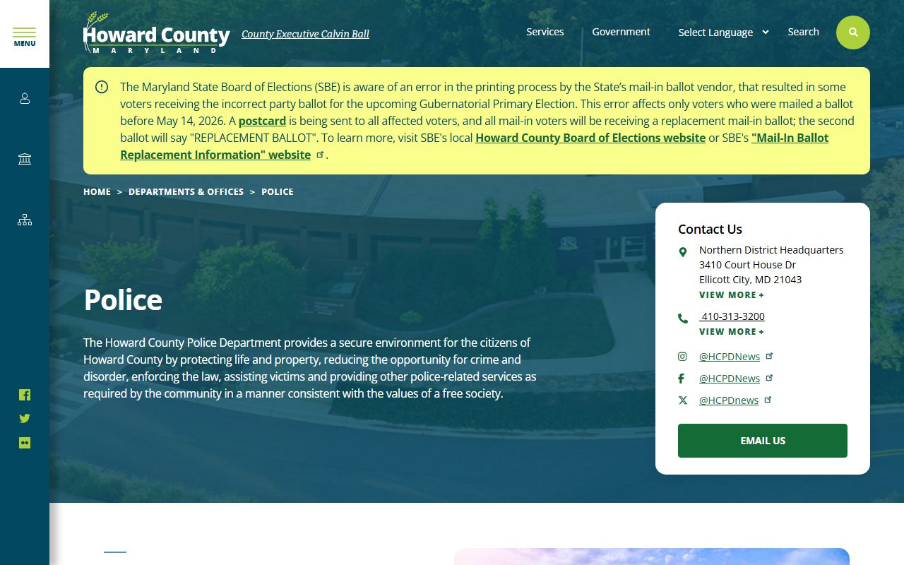Howard County Police Department arrest and booking section