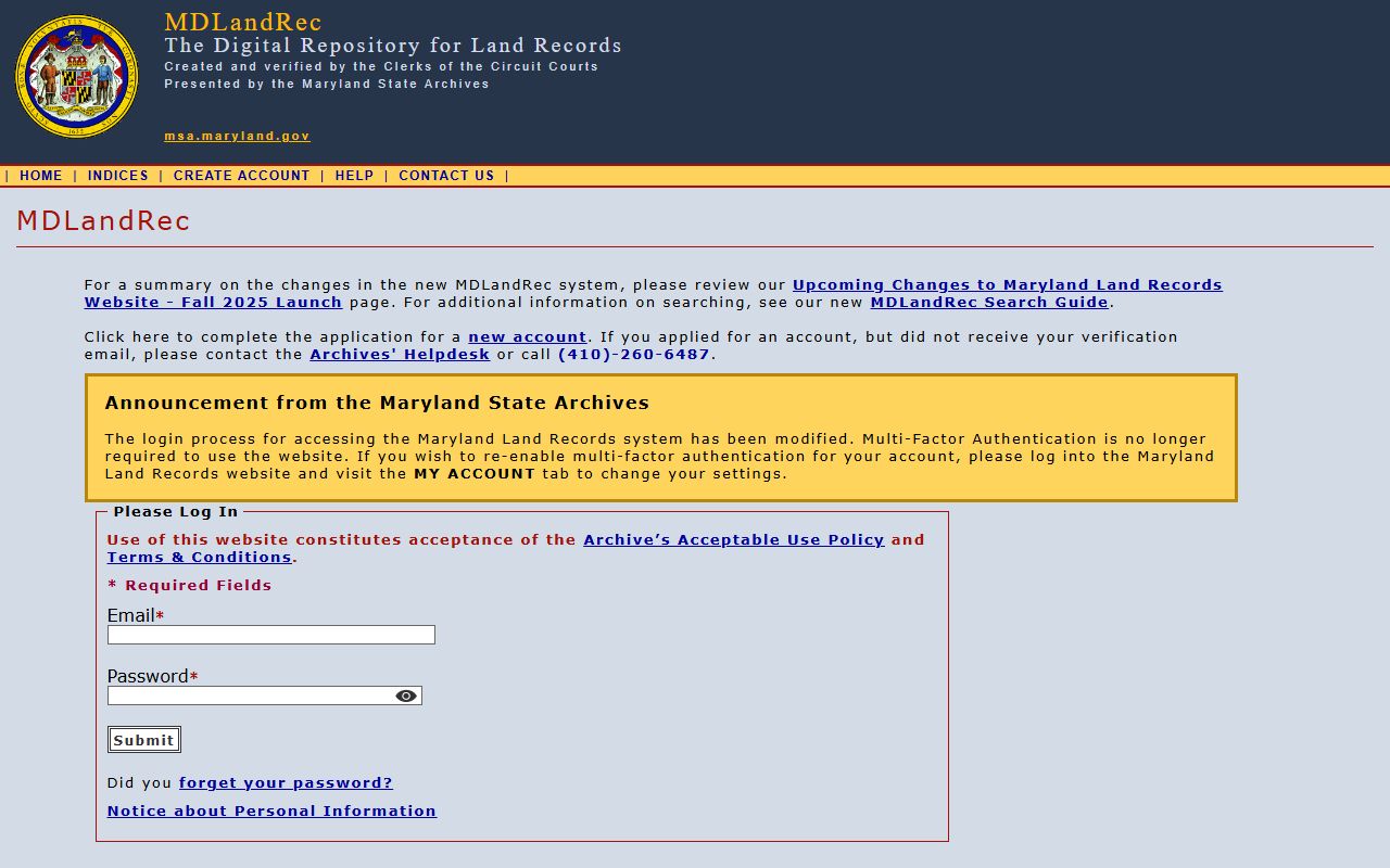 Howard County public records land records search on MdLandRec Maryland State Archives