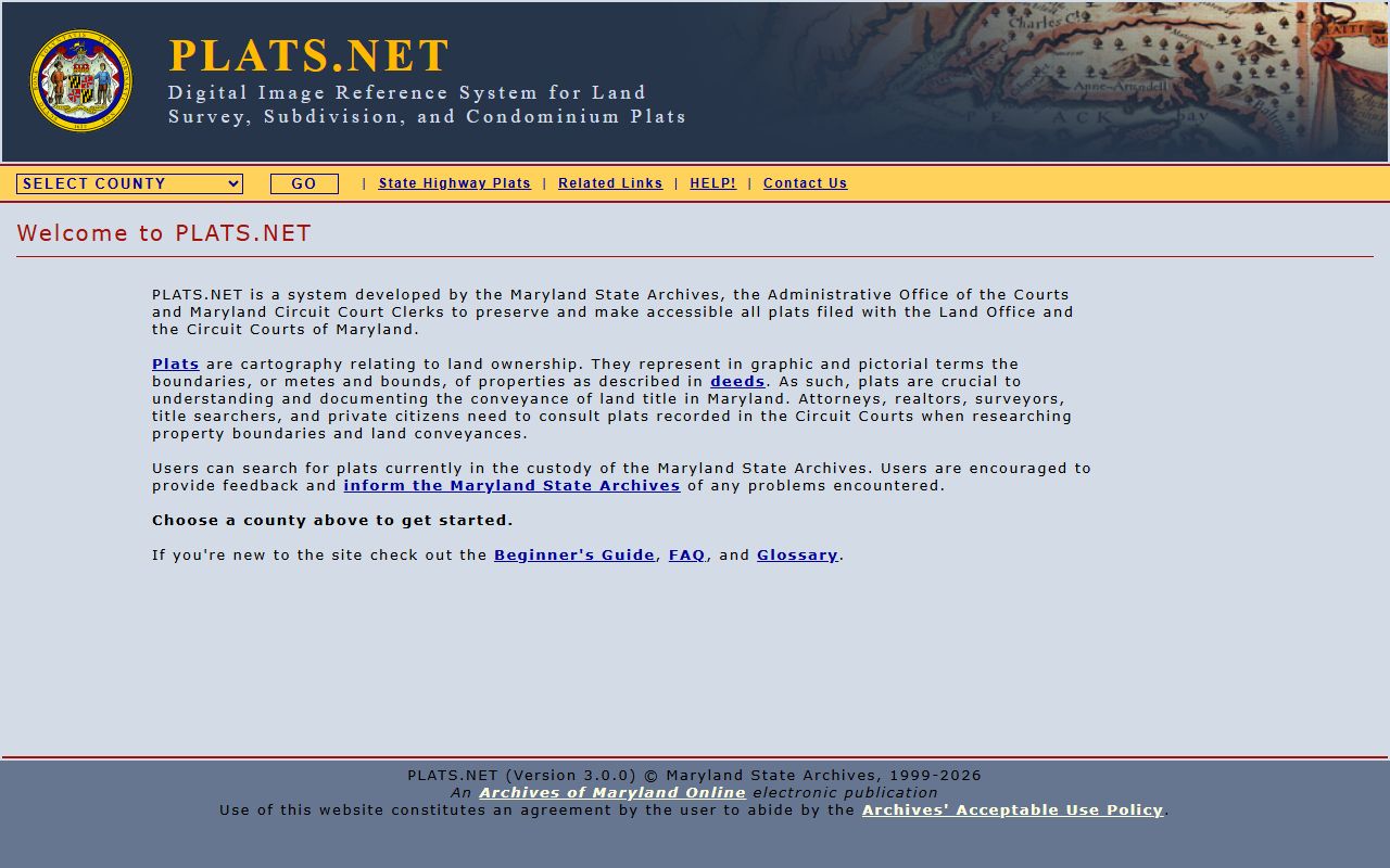 Howard County public records plat search on Plats.net Maryland State Archives