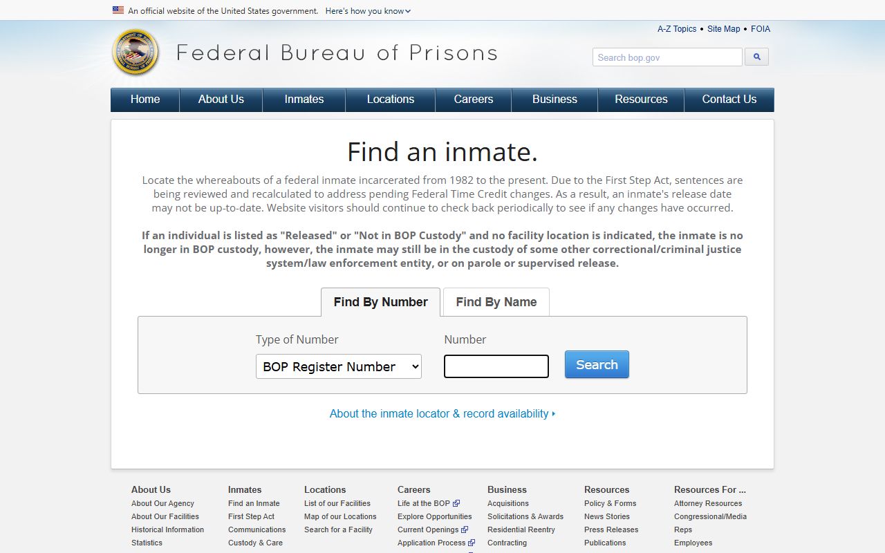 Howard County released inmates Bureau of Prisons federal inmate locator search